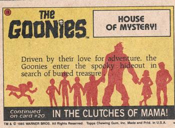 1985 Topps The Goonies #19 House of Mystery! Back
