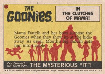 1985 Topps The Goonies #20 In the Clutches of Mama! Back