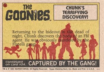 1985 Topps The Goonies #23 Chunk's Terrifying Discovery! Back