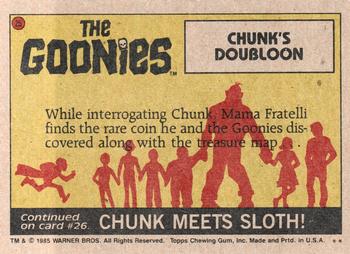 1985 Topps The Goonies #25 Chunk's Doubloon Back