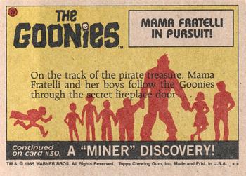 1985 Topps The Goonies #29 Mama Fratelli in Pursuit! Back