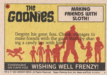 1985 Topps The Goonies #31 Making Friends with Sloth! Back