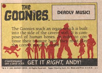 1985 Topps The Goonies #38 Deadly Music! Back