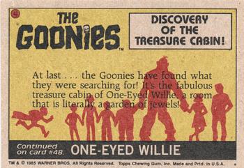 1985 Topps The Goonies #47 Discovery of the Treasure Cabin! Back