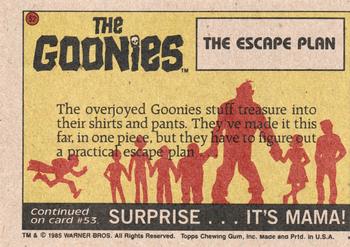1985 Topps The Goonies #52 The Escape Plan Back