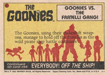 1985 Topps The Goonies #63 Goonies vs. the Fratelli Gang! Back