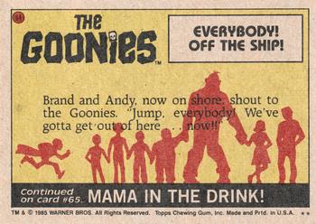 1985 Topps The Goonies #64 Everybody! Off the Ship! Back