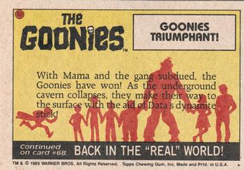 1985 Topps The Goonies #67 Goonies Triumphant! Back