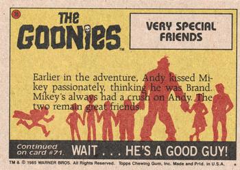 1985 Topps The Goonies #70 Very Special Friends Back