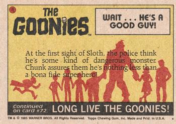 1985 Topps The Goonies #71 Wait ... He's a Good Guy! Back