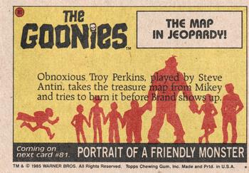 1985 Topps The Goonies #80 The Map in Jeopardy! Back