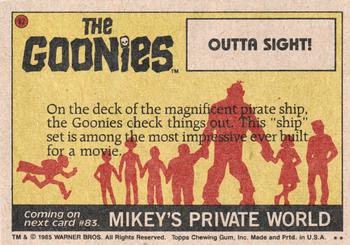 1985 Topps The Goonies #82 Outta Sight! Back