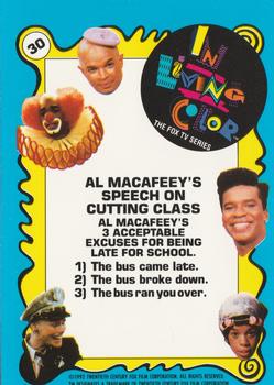1992 Topps In Living Color #30 Al Macaffey's Speech on Cutting Class Back