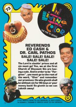 1992 Topps In Living Color #73 Reverends Ed Cash & Dr. Carl Pathos Back