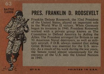 1965 Topps Battle: The Story of World War II #63 Pres. Franklin Roosevelt Back