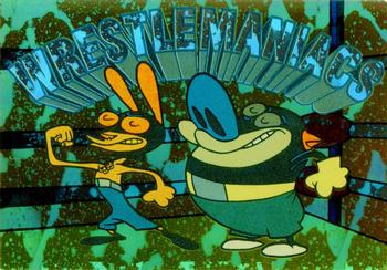 1994 Topps The Ren & Stimpy Show All Prismatic #9 Wrestlemaniacs Front