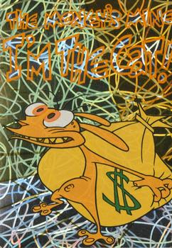 1994 Topps The Ren & Stimpy Show All Prismatic #10 The Money's Mine I'm the Cat Front