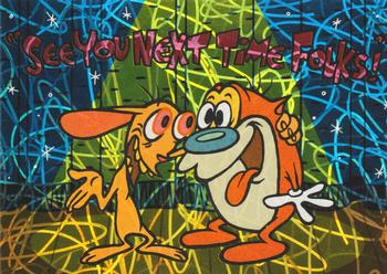 1994 Topps The Ren & Stimpy Show All Prismatic #19 See You Next Time Folks Front