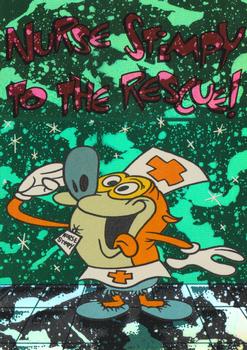 1994 Topps The Ren & Stimpy Show All Prismatic #31 Nurse Stimpy to the Rescue Front