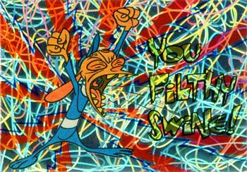 1994 Topps The Ren & Stimpy Show All Prismatic #34 You Filthy Swine Front