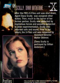1996 Topps The X-Files Season Two #4 Scully, Dana Katherine Back