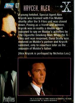 1996 Topps The X-Files Season Two #7 Krycek, Alex Back