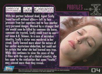 1996 Topps The X-Files Season Three #4 Scully, Dana Katherine Back
