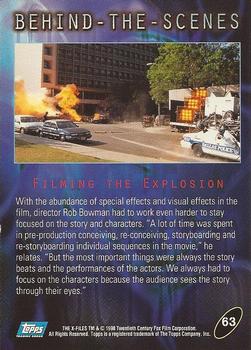 1998 Topps The X-Files: Fight the Future #63 Filming the Explosion Back