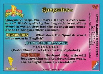 1994 Collect-A-Card Mighty Morphin Power Rangers Series 2 Retail #76 Quagmire Back