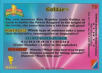 1994 Collect-A-Card Mighty Morphin Power Rangers Series 2 Retail #79 Goldar Back