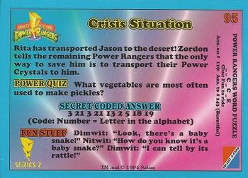 1994 Collect-A-Card Mighty Morphin Power Rangers Series 2 Retail #95 Crisis Situation Back