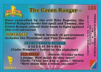1994 Collect-A-Card Mighty Morphin Power Rangers Series 2 Retail #122 The Green Ranger Back