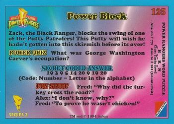 1994 Collect-A-Card Mighty Morphin Power Rangers Series 2 Retail #125 Power Block Back