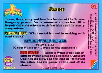 1994 Collect-A-Card Mighty Morphin Power Rangers Series 2 Retail - Power Foil #81 Jason Back