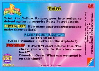 1994 Collect-A-Card Mighty Morphin Power Rangers Series 2 Retail - Power Foil #85 Trini Back