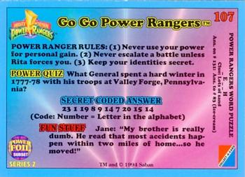 1994 Collect-A-Card Mighty Morphin Power Rangers Series 2 Retail - Power Foil #107 Go Go Power Rangers Back