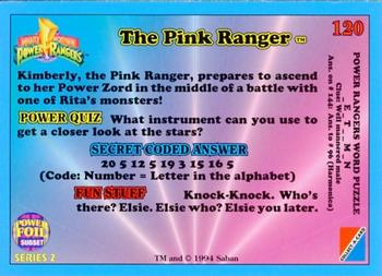 1994 Collect-A-Card Mighty Morphin Power Rangers Series 2 Retail - Power Foil #120 The Pink Ranger Back