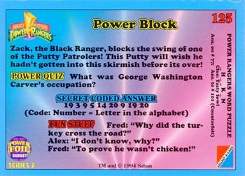 1994 Collect-A-Card Mighty Morphin Power Rangers Series 2 Retail - Power Foil #125 Power Block Back