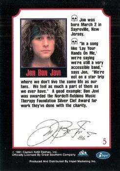 1991 Impel Mega Metal #5 Jon Bon Jovi Back