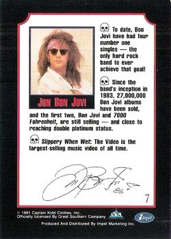 1991 Impel Mega Metal #7 Jon Bon Jovi Back