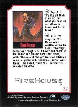 1991 Impel Mega Metal #22 FireHouse Back
