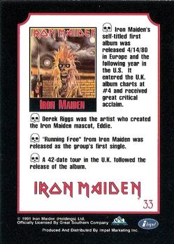 1991 Impel Mega Metal #33 Iron Maiden Back