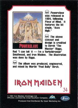 1991 Impel Mega Metal #34 Iron Maiden Back