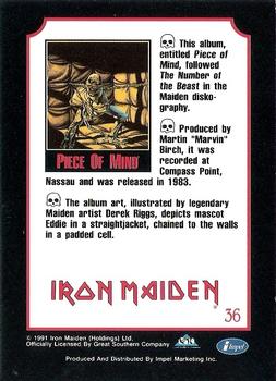 1991 Impel Mega Metal #36 Iron Maiden Back