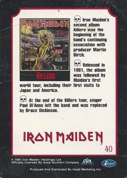 1991 Impel Mega Metal #40 Iron Maiden Back