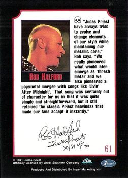 1991 Impel Mega Metal #61 Rob Halford Back