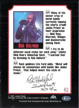 1991 Impel Mega Metal #62 Rob Halford Back