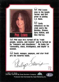 1991 Impel Mega Metal #72 Phil Lewis Back