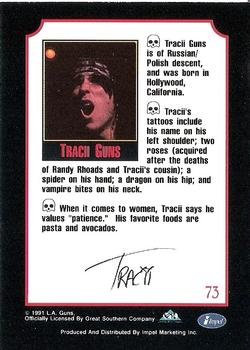 1991 Impel Mega Metal #73 Tracii Guns Back