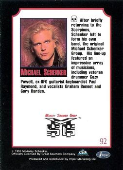 1991 Impel Mega Metal #92 Michael Schenker Back